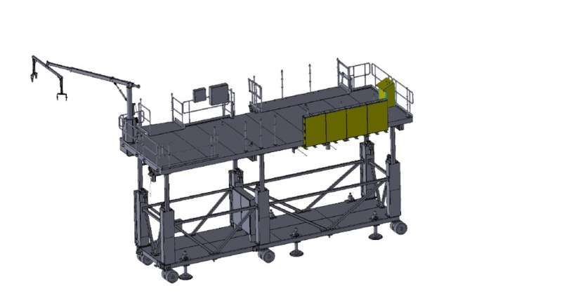 deployed collapsible guard rail system rendering